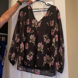 Women’s Black floral long sleeve blouse